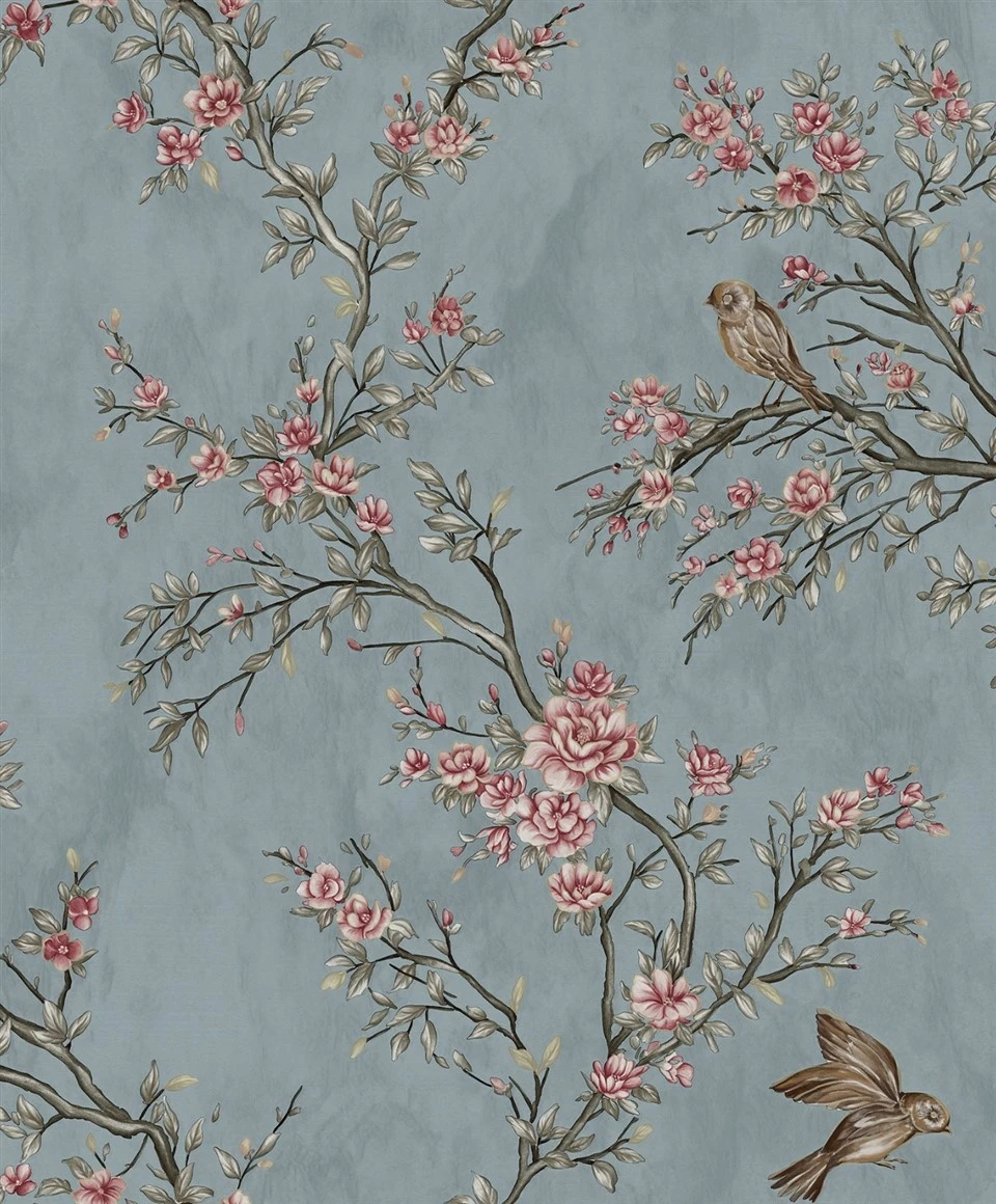 Printed Luxury Bird Flower Pattern Wall Paper manufacturers